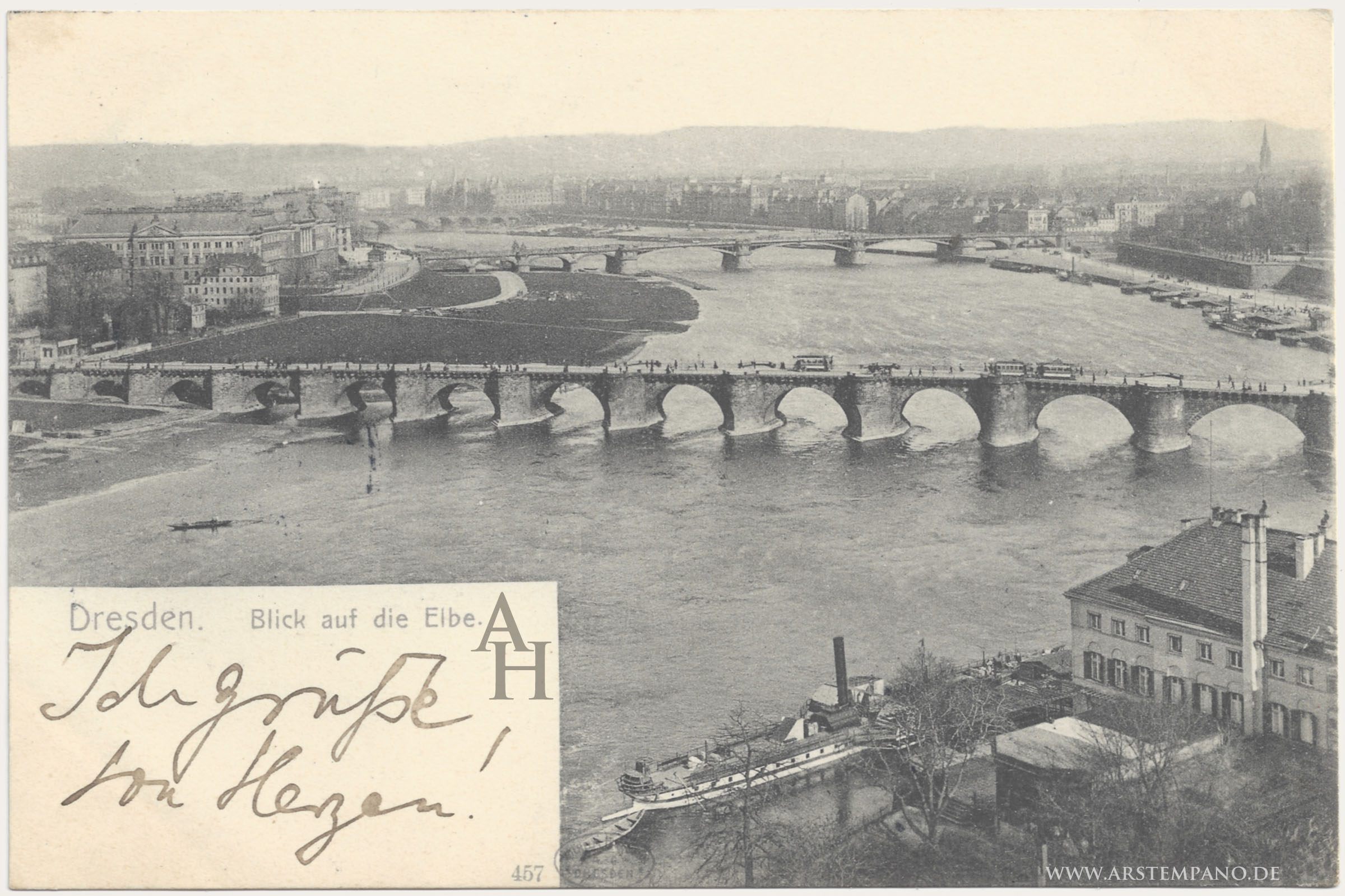 Augustusbrücke, Dresden von Westen vor 1907