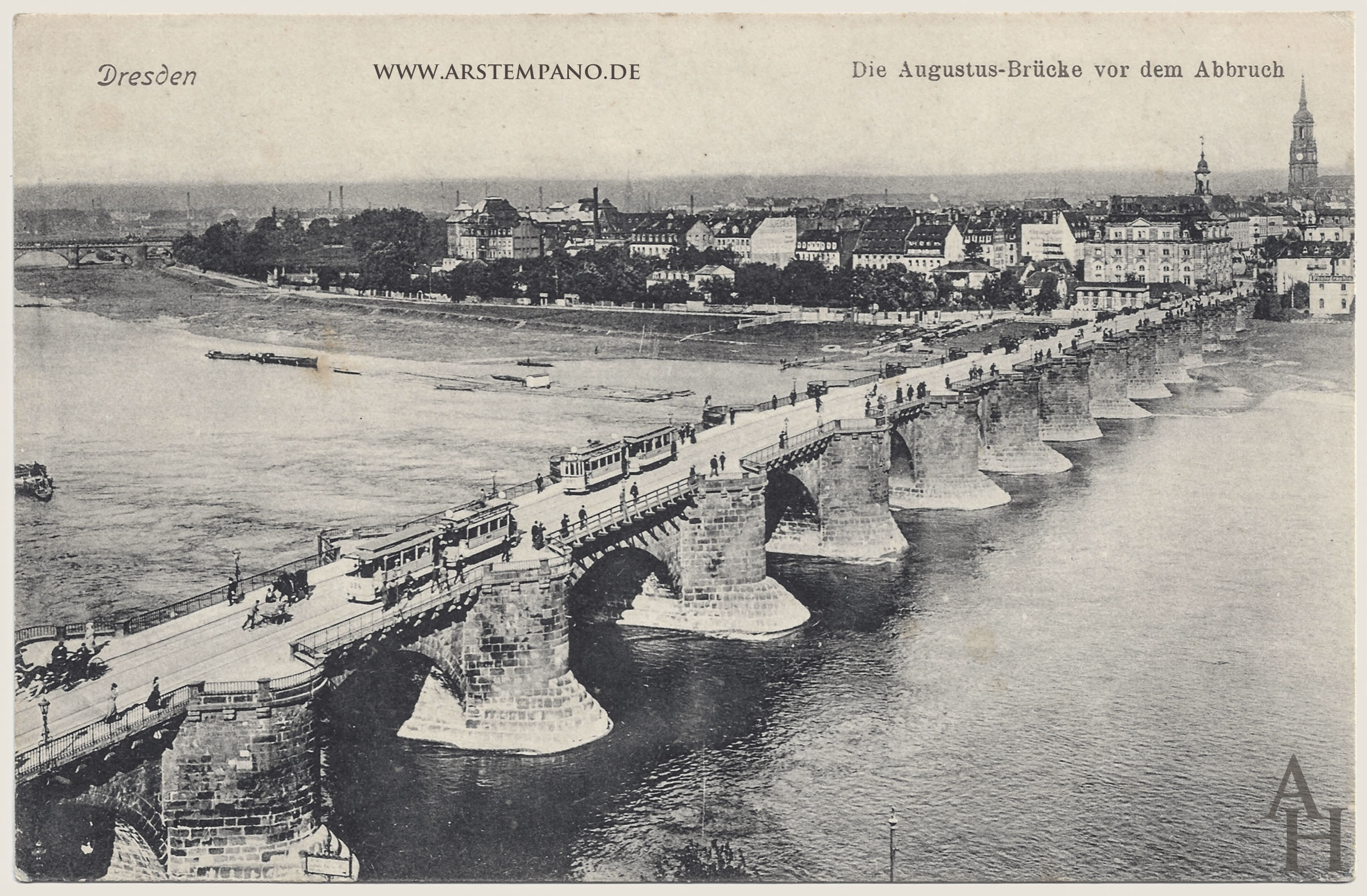 Augustusbrücke vom Turm des Ständehauses, vor 1907