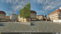 Dualview vom Neumarkt auf das Hotel Stadt Rom